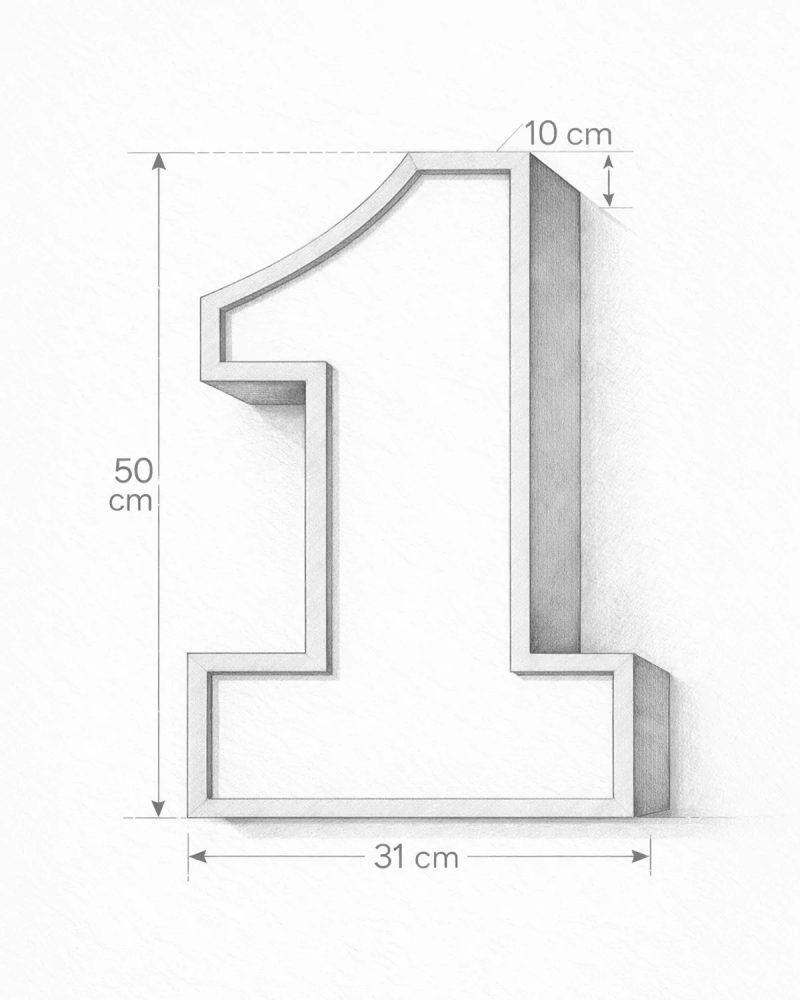Classic Block ‣ Number 1 (50cm ‣ Two-Tone)