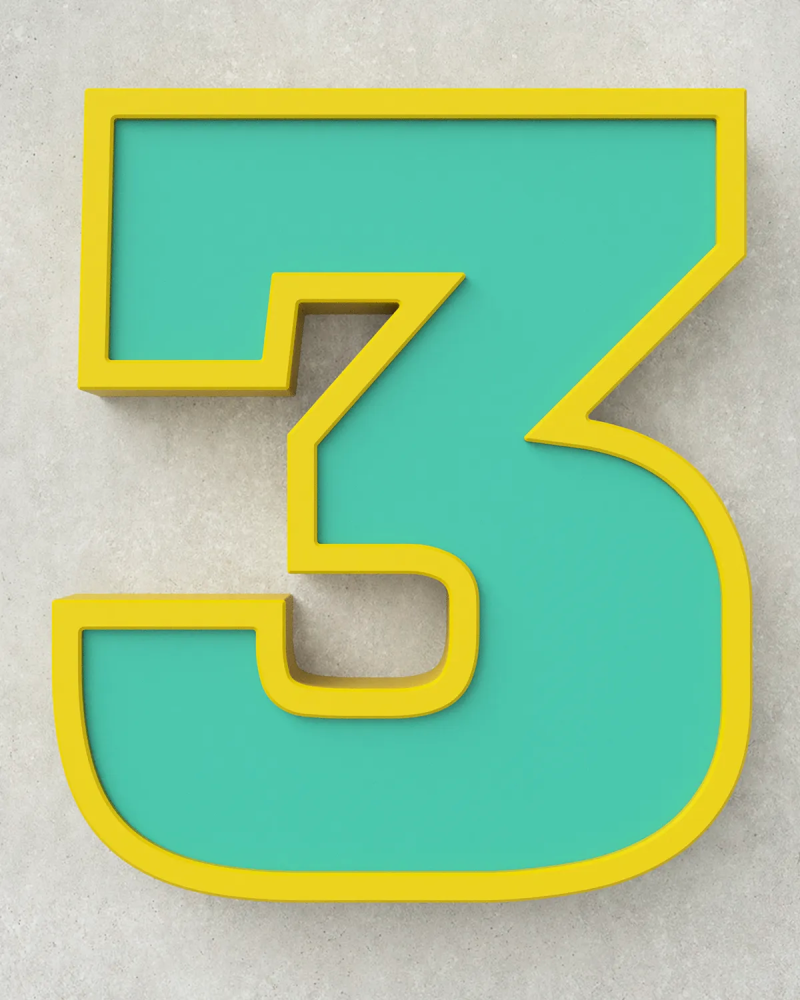 Classic Block ‣ Number 3 (50cm ‣ Two-Tone)