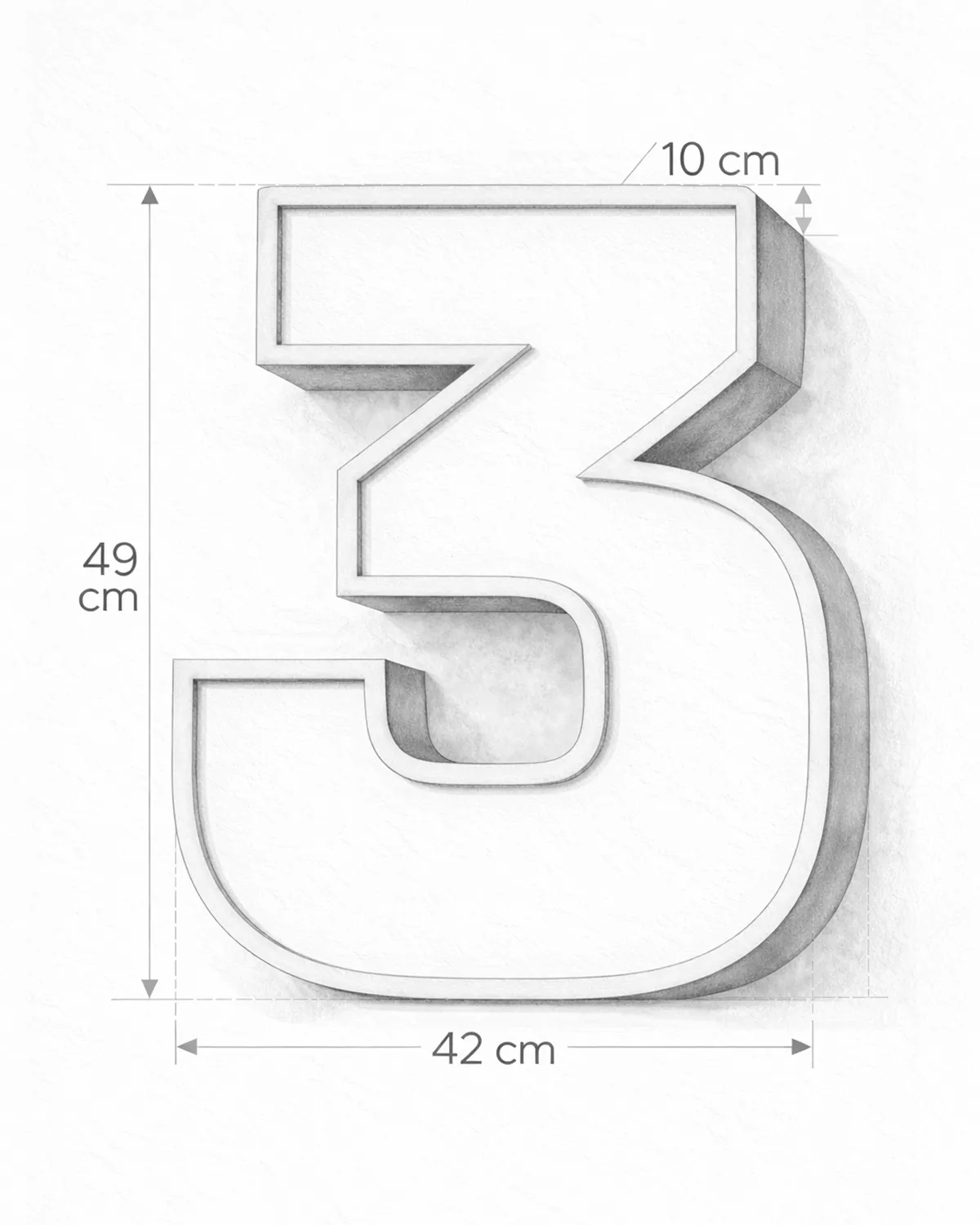 Classic Block ‣ Number 3 (50cm ‣ Two-Tone)