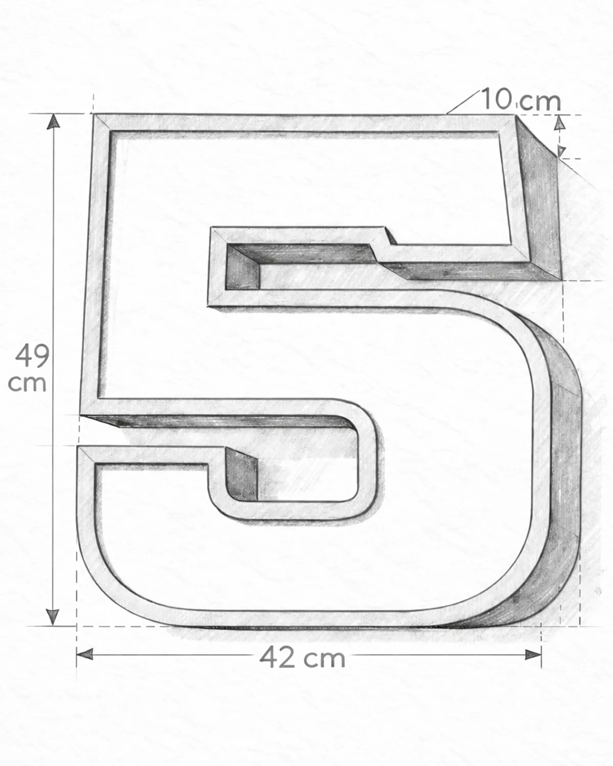 Classic Block ‣ Number 5 (50cm ‣ Two-Tone)