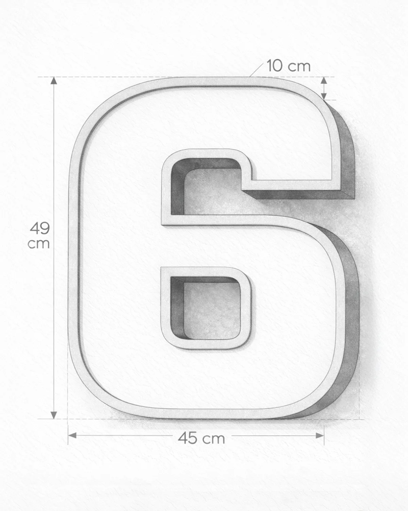 Classic Block ‣ Number 6 (50cm ‣ Two-Tone)