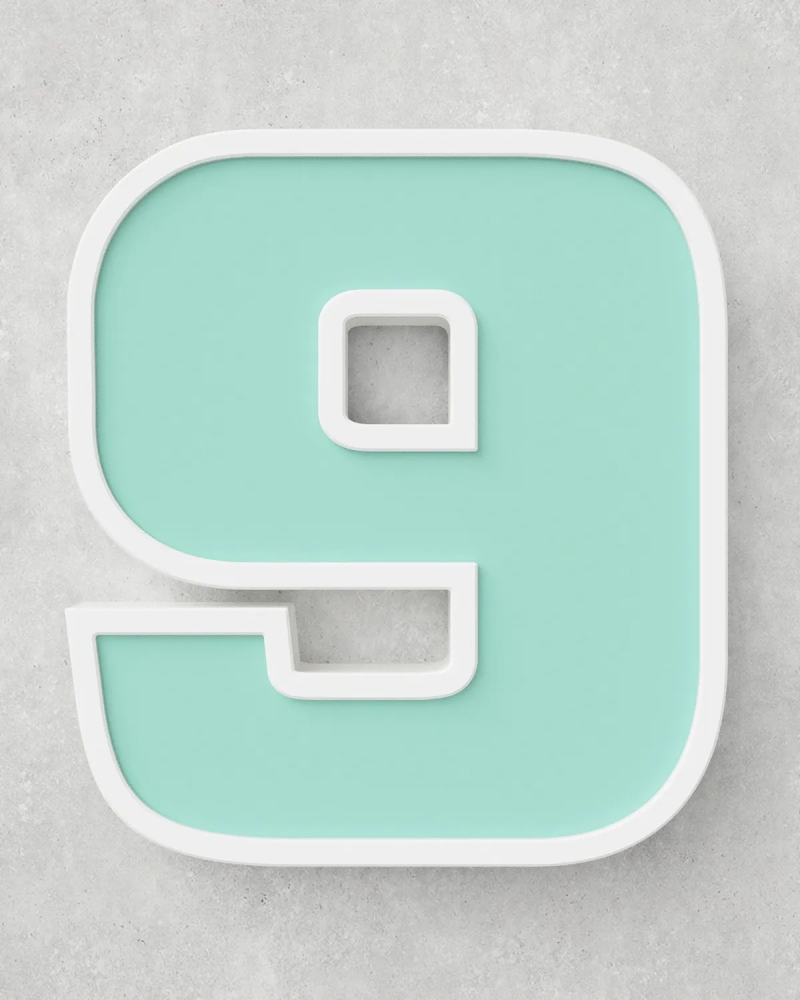 Classic Block ‣ Number 9 (50cm ‣ Two-Tone)