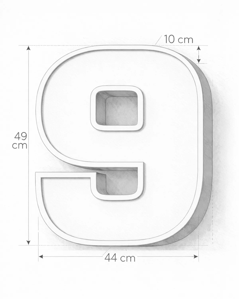 Classic Block ‣ Number 9 (50cm ‣ Two-Tone)