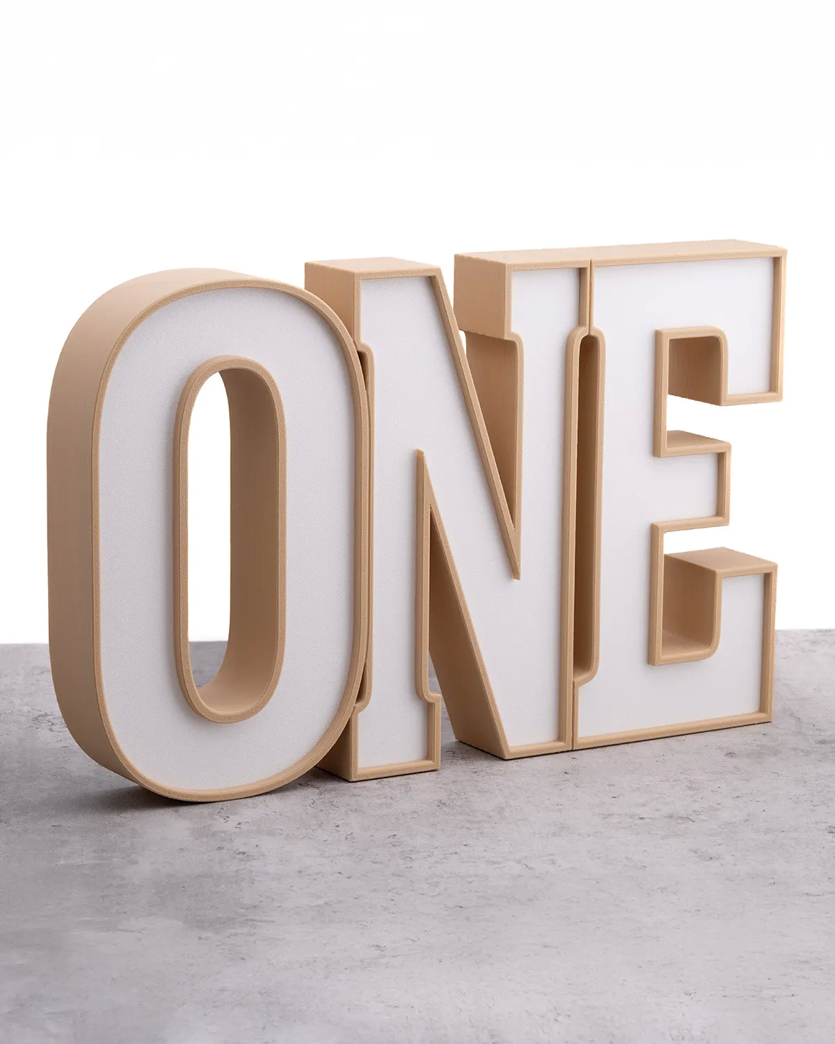 Two-Tone ONE Sign ‣ Style 01 ‣ Wood Finish
