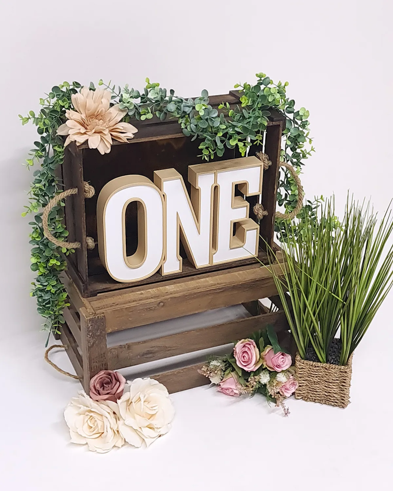 Two-Tone ONE Sign ‣ Style 01 ‣ Wood Finish