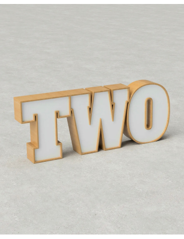 Two-Tone TWO Sign ‣ Style 01 ‣ Wood Finish