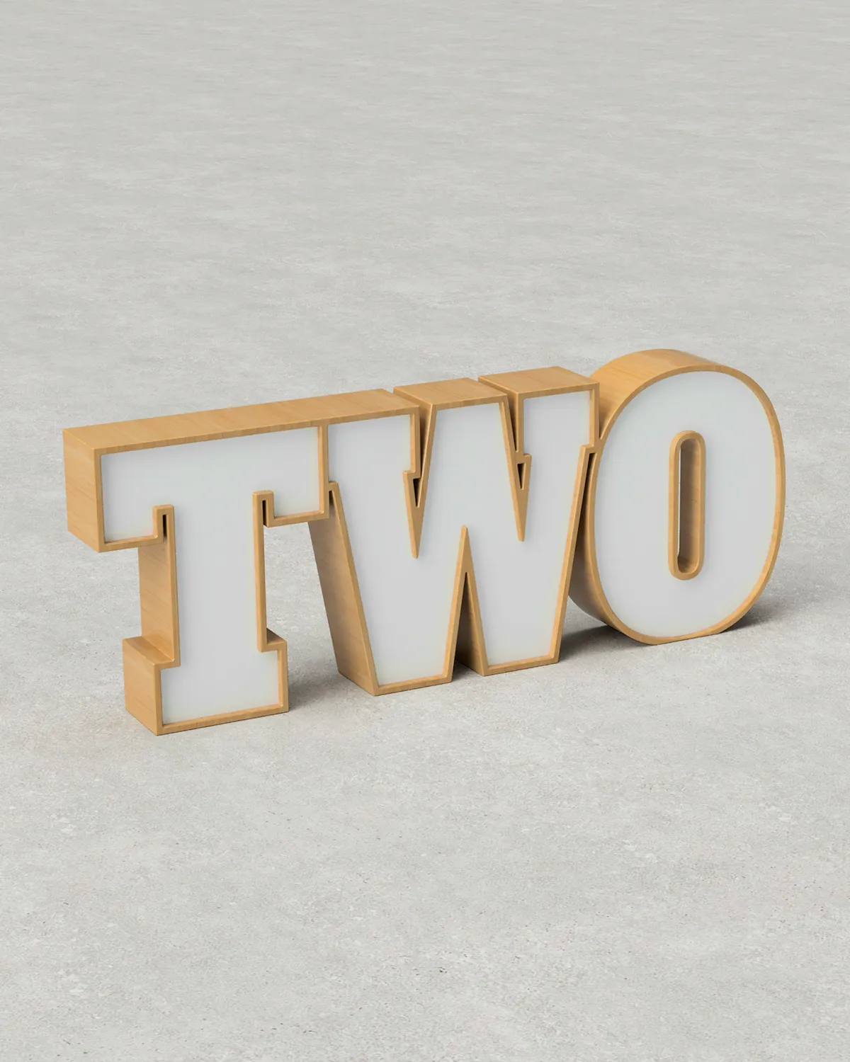 Two-Tone TWO Sign ‣ Style 01 ‣ Wood Finish